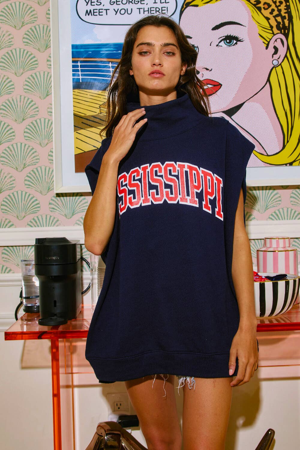 'MISSISSIPPI' Print Oversized Muscle Top