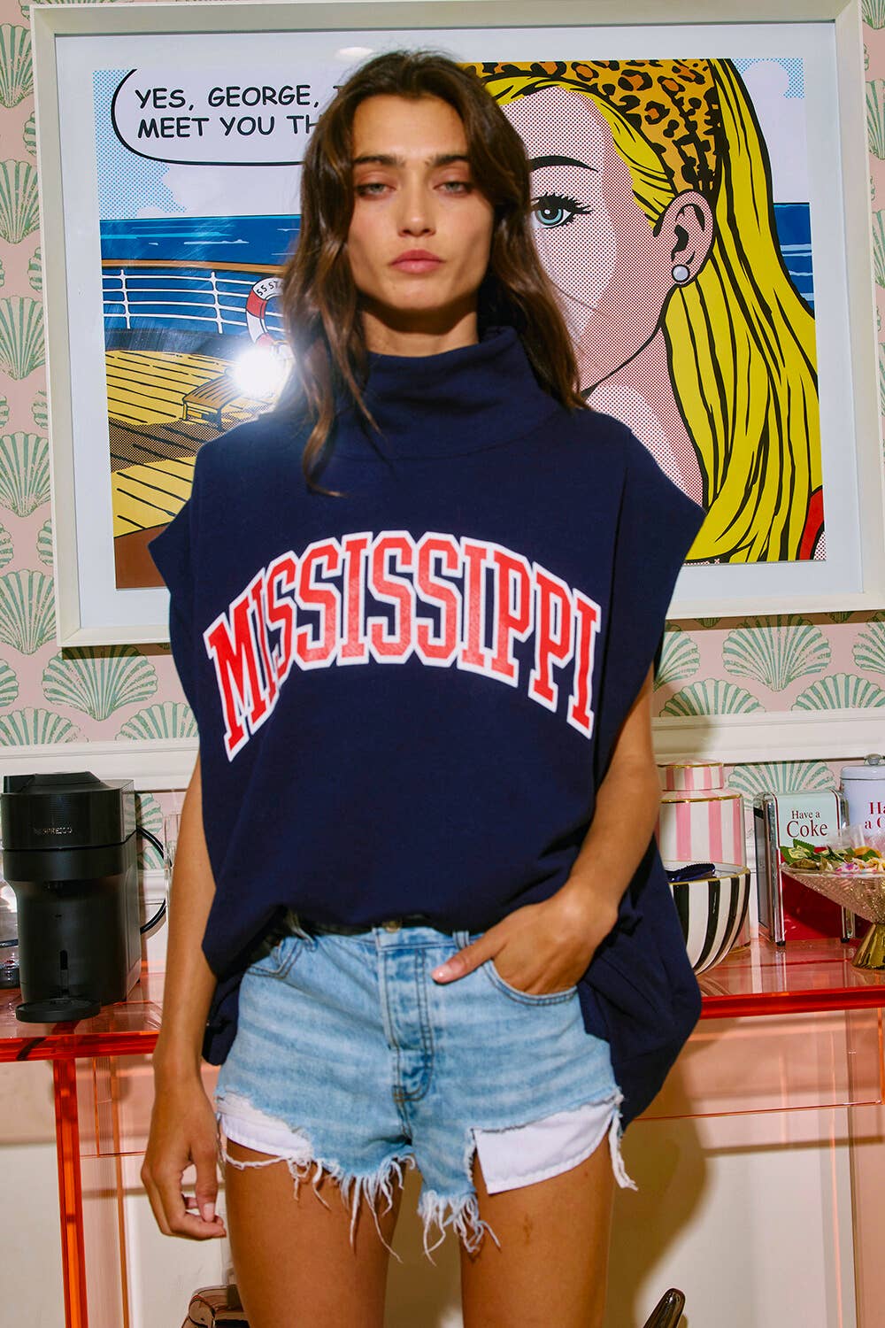 'MISSISSIPPI' Print Oversized Muscle Top