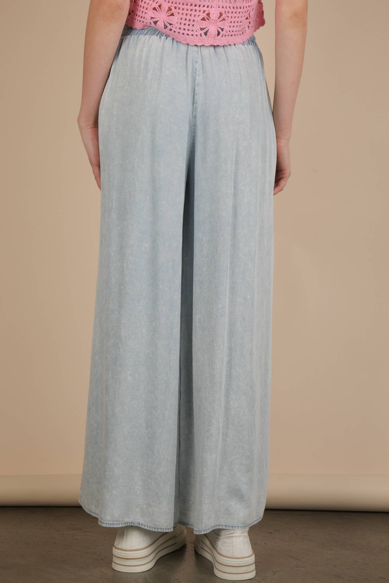 Mineral Washed Chambray Wide Pants