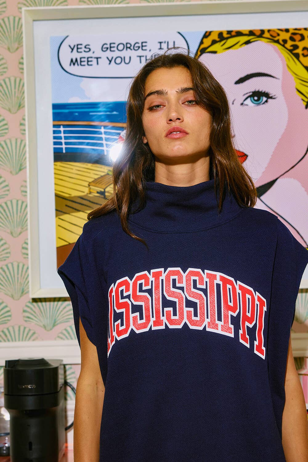 'MISSISSIPPI' Print Oversized Muscle Top