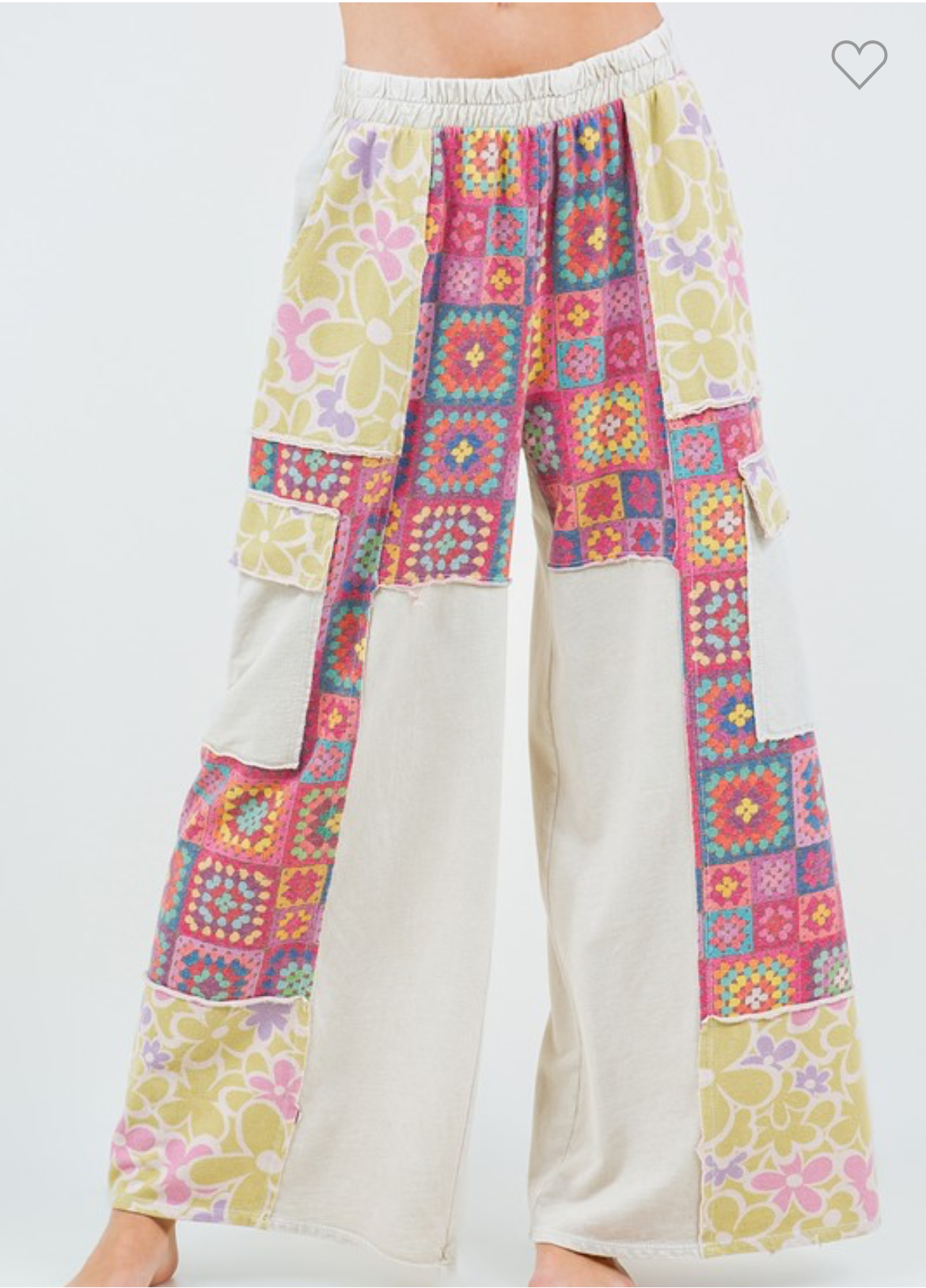 Croche printed floral pants