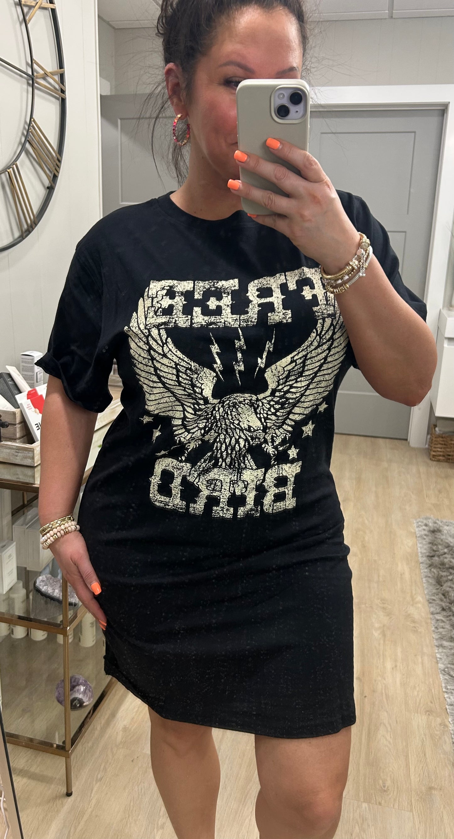 Free Bird Vintage Cotton Graphic Tunic Top