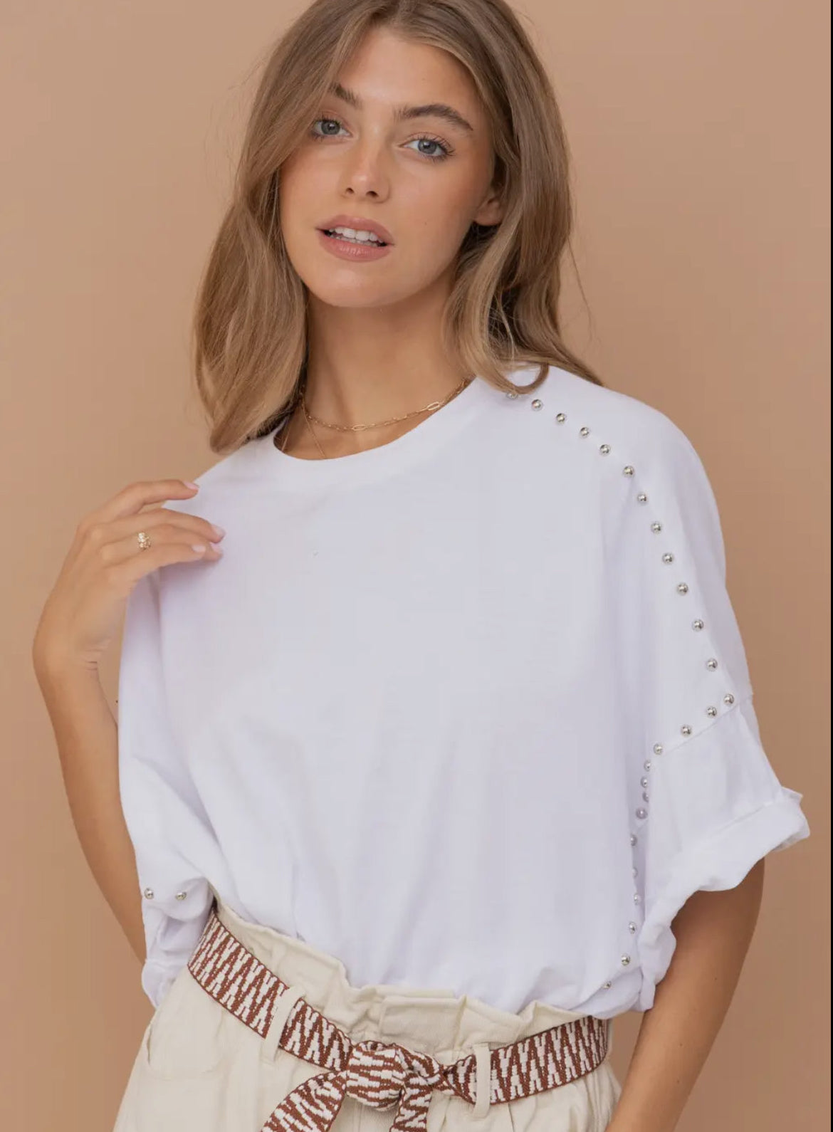 Studded High Low Tee