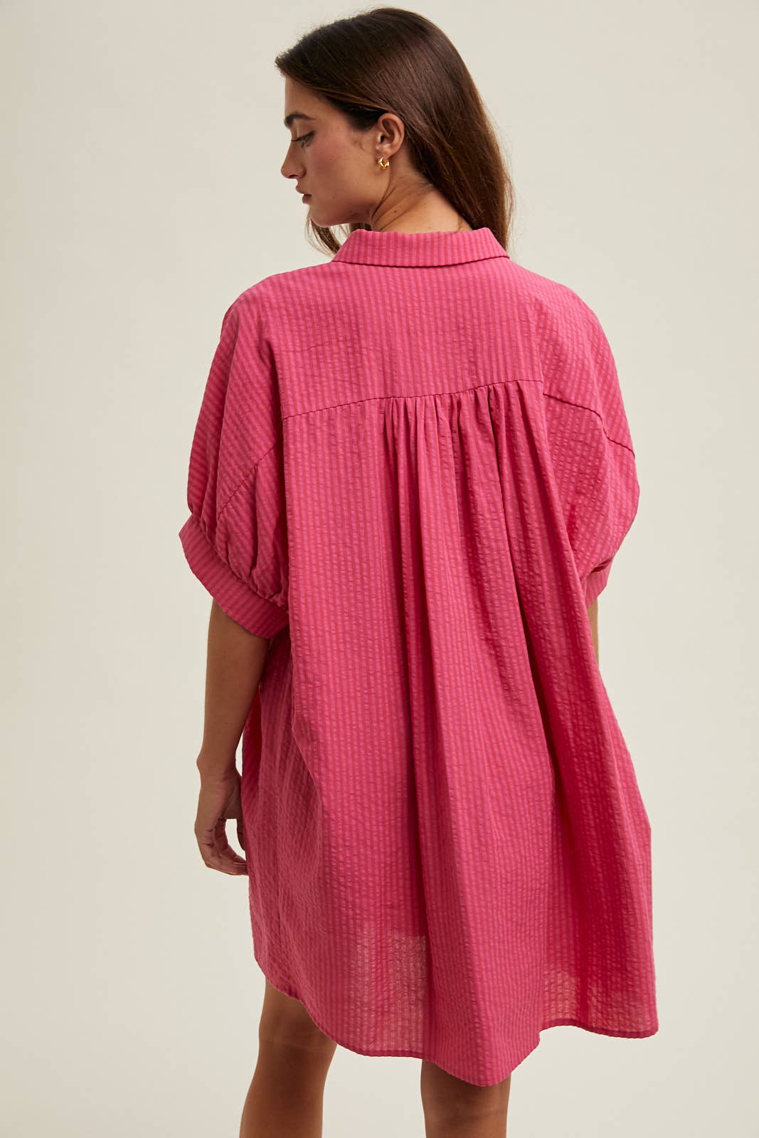 STRIPED BUTTON-UP SHIRT DRESS