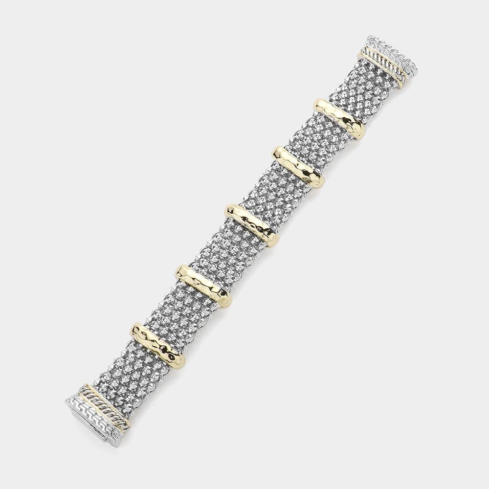 Two Tone Metal Caviar Bold Magnetic Bracelet