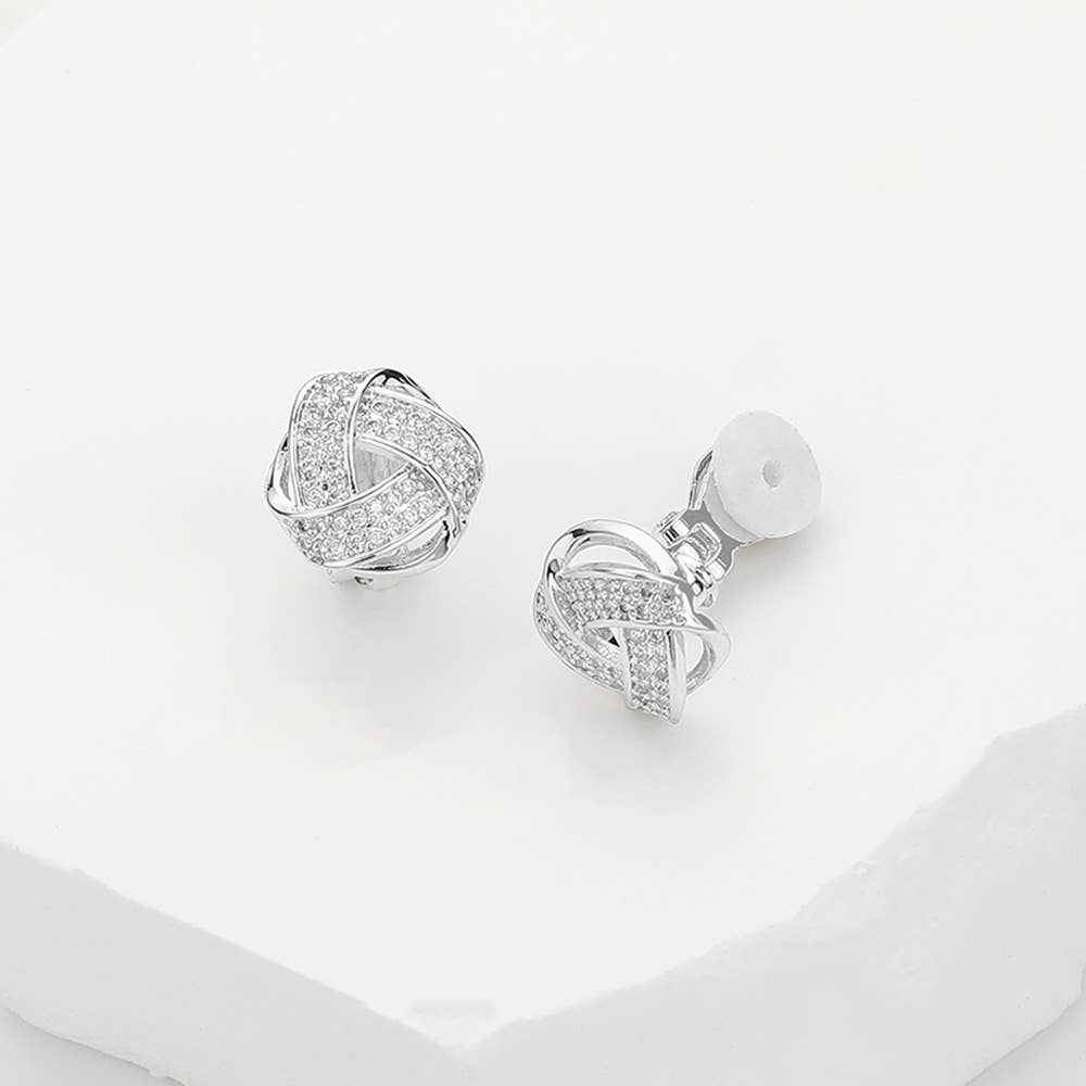 14K Gold Plated Knot Stud Clip On Earrings