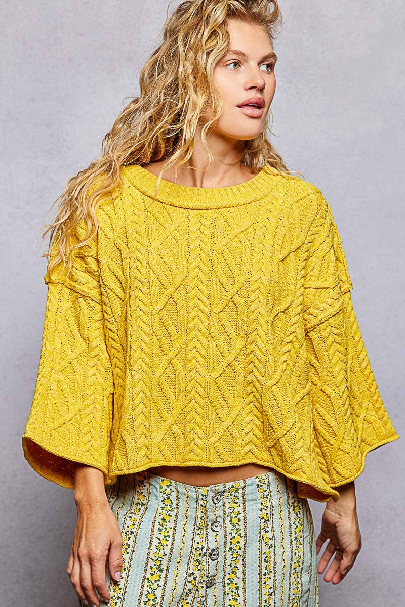 Preorder Cozy Cable Knit Cropped Pullover Sweater