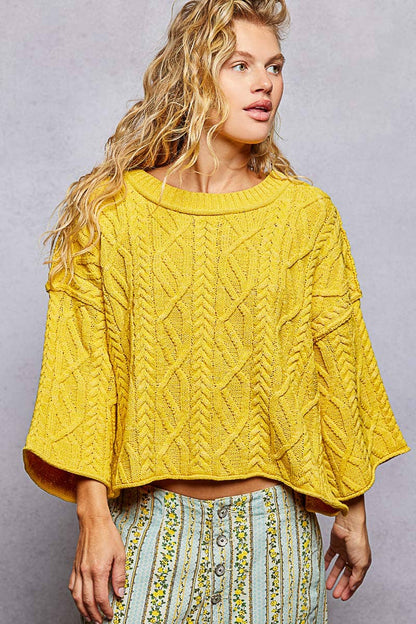 Preorder Cozy Cable Knit Cropped Pullover Sweater