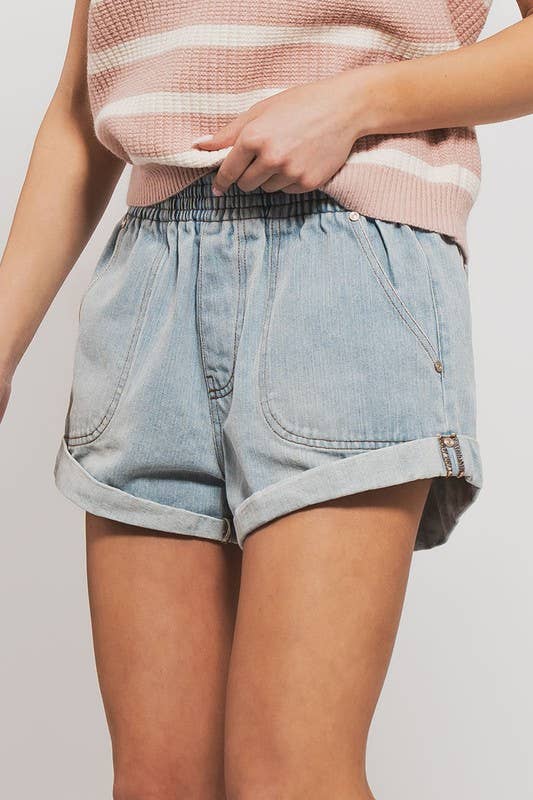 Denim Cuffed Shorts