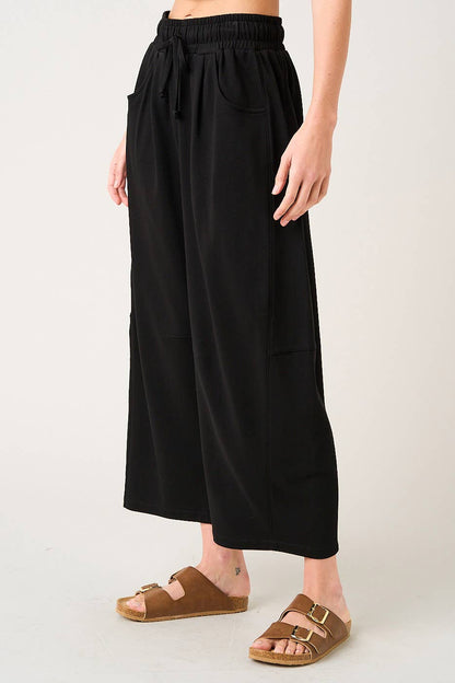Cecilia COTTON FRENCH TERRY PULL-ON BARREL LEG PANTS