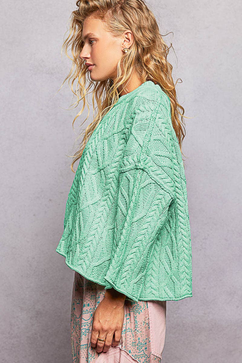 Preorder Cozy Cable Knit Cropped Pullover Sweater