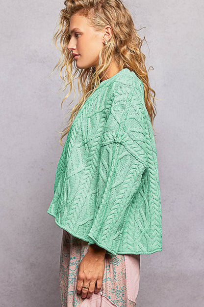 Preorder Cozy Cable Knit Cropped Pullover Sweater