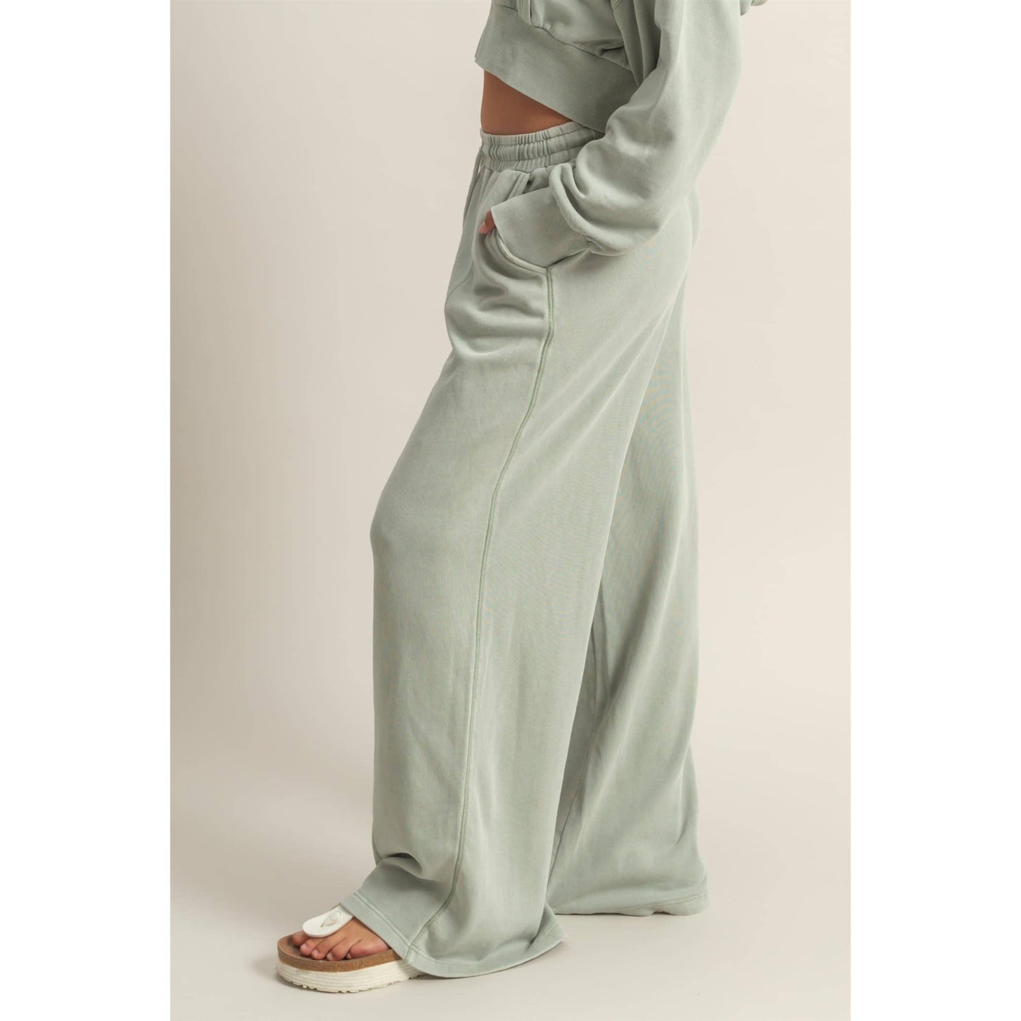 Wide Leg Drawstring Washed Sweatpants