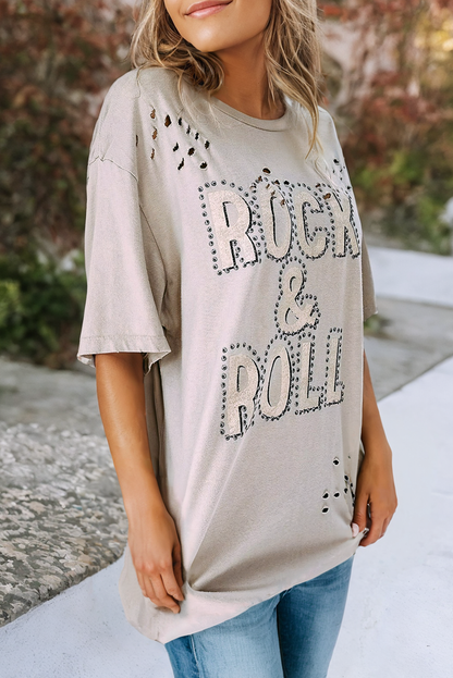 Rock & Roll Graphic Distressed Tee