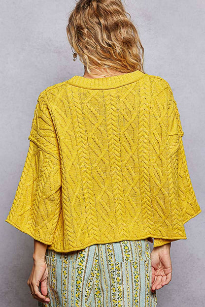 Preorder Cozy Cable Knit Cropped Pullover Sweater