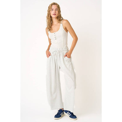 Cecilia COTTON FRENCH TERRY PULL-ON BARREL LEG PANTS