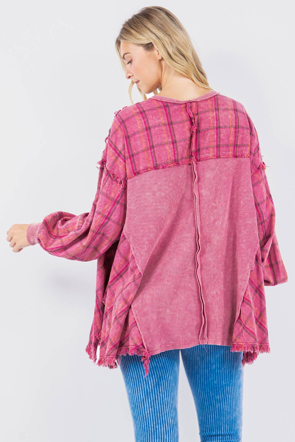 Boho Oversized top with Plaid Flannel