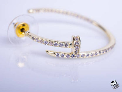 Gold & Crystal Nail Hoops