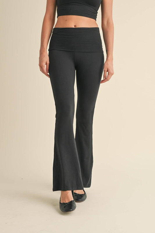 Black Foldover Flare Pants