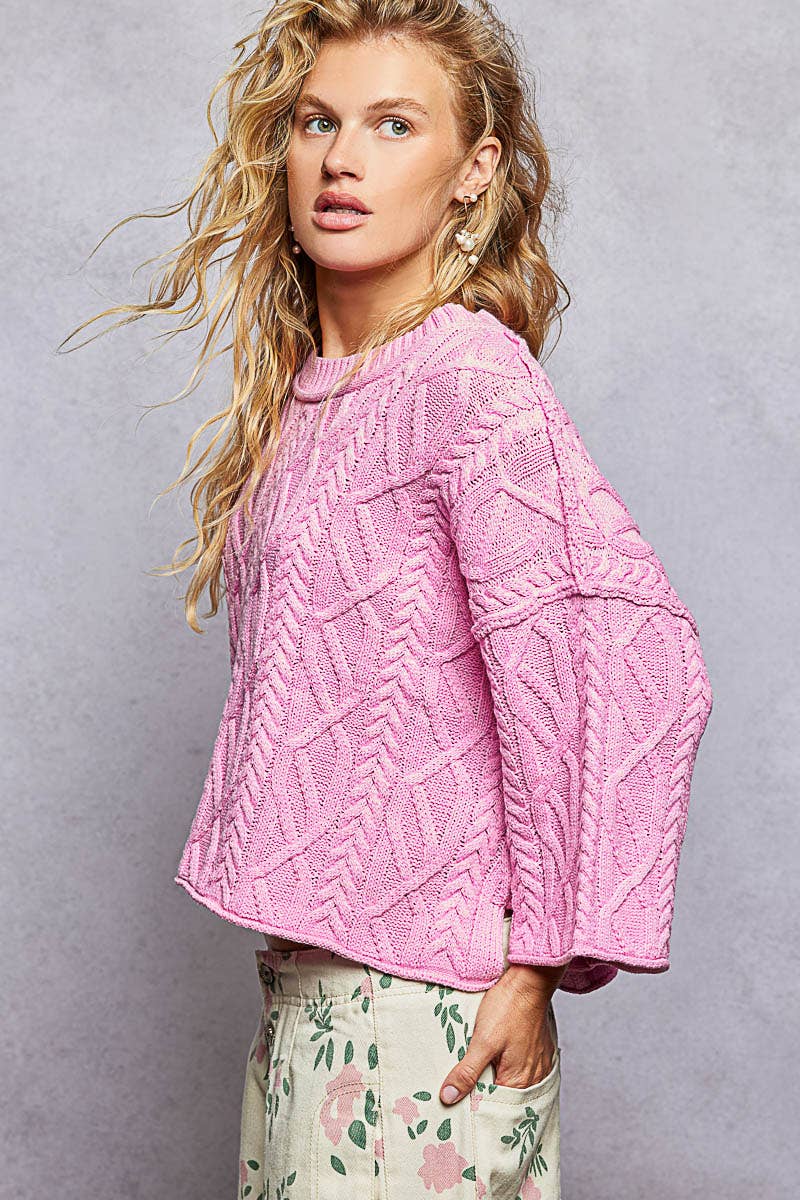 Preorder Cozy Cable Knit Cropped Pullover Sweater