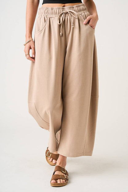 Cecilia COTTON FRENCH TERRY PULL-ON BARREL LEG PANTS