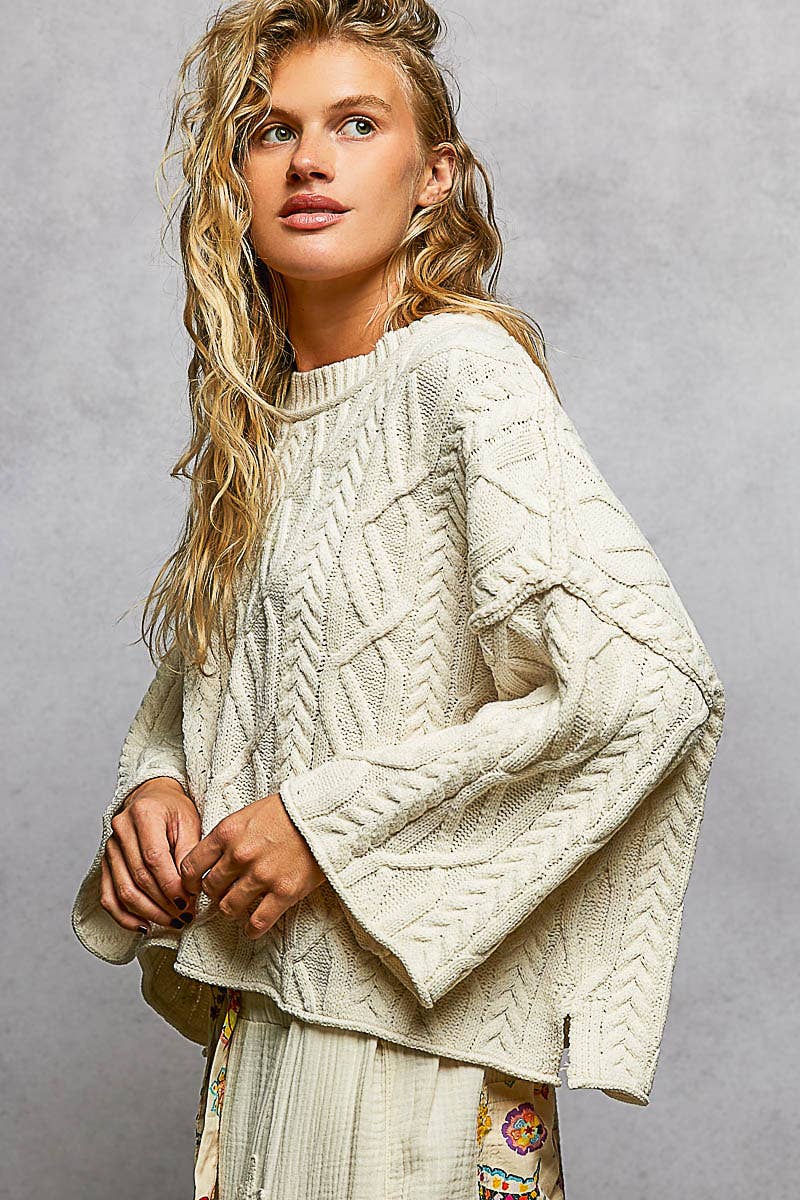 Preorder Cozy Cable Knit Cropped Pullover Sweater