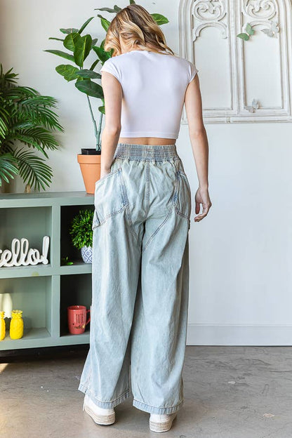 WIDE LEG CARGO LIGHT DENIM