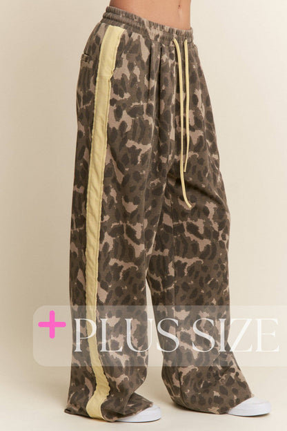 Leopard Print/Butter yellow Wide Leg Bottoms