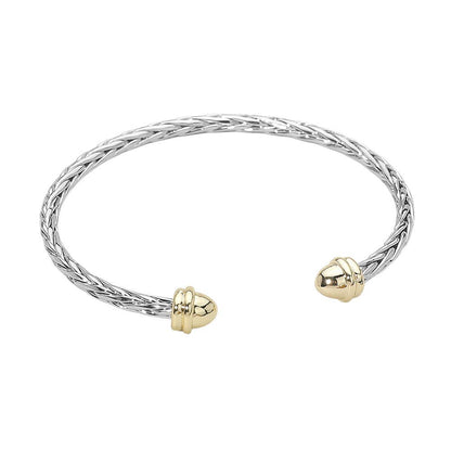 14K Gold Plated Two Tone Braided Cuff Bracelet
