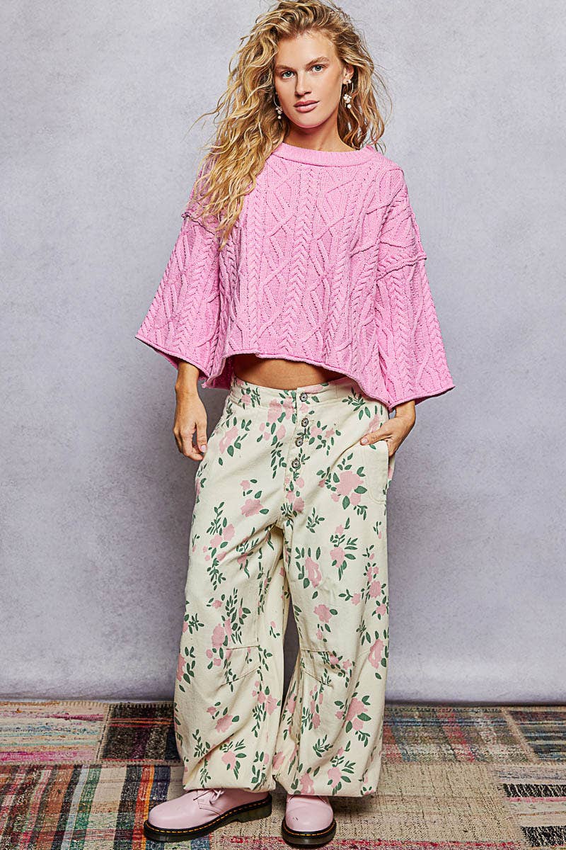 Preorder Cozy Cable Knit Cropped Pullover Sweater