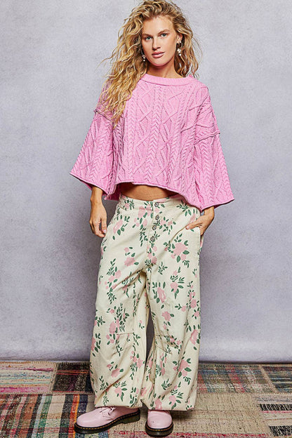 Preorder Cozy Cable Knit Cropped Pullover Sweater