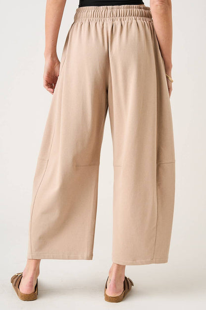 Cecilia COTTON FRENCH TERRY PULL-ON BARREL LEG PANTS