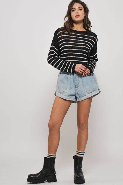 Denim Cuffed Shorts