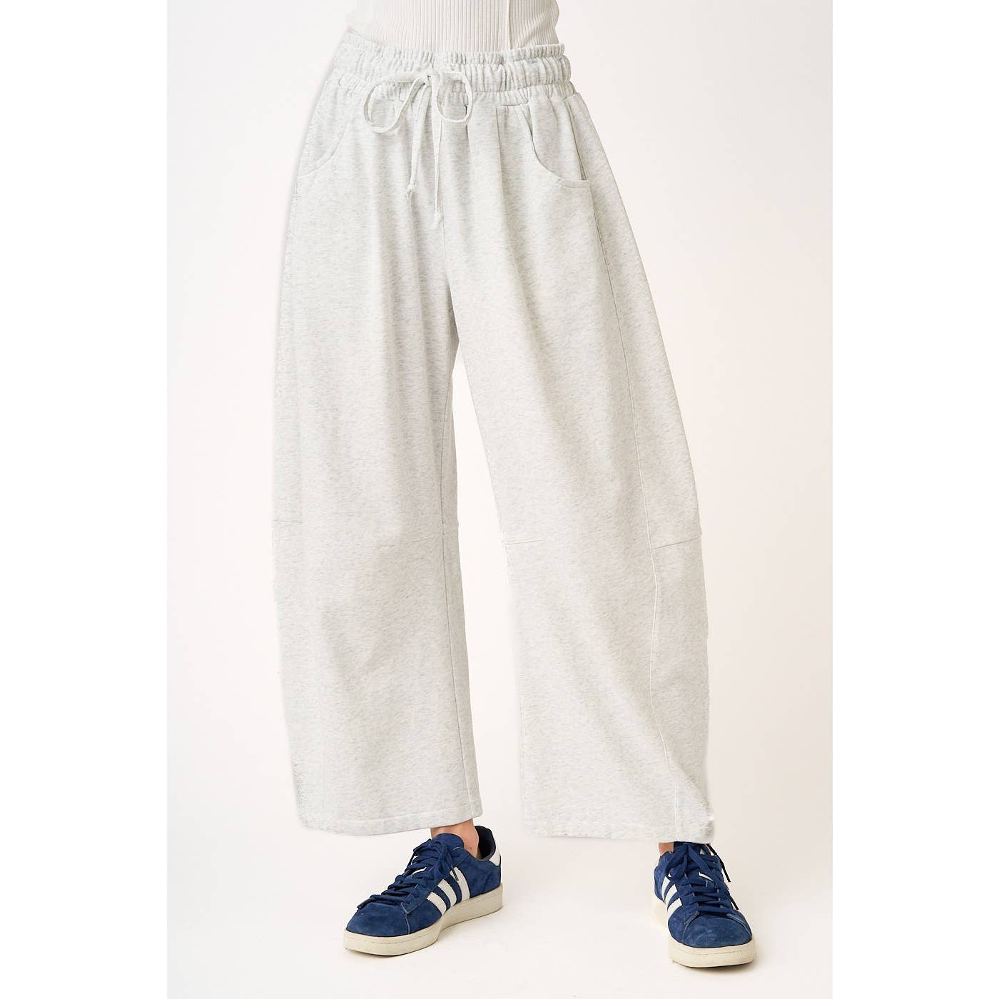 Cecilia COTTON FRENCH TERRY PULL-ON BARREL LEG PANTS