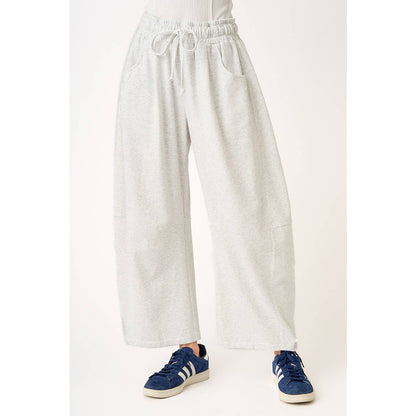 Cecilia COTTON FRENCH TERRY PULL-ON BARREL LEG PANTS