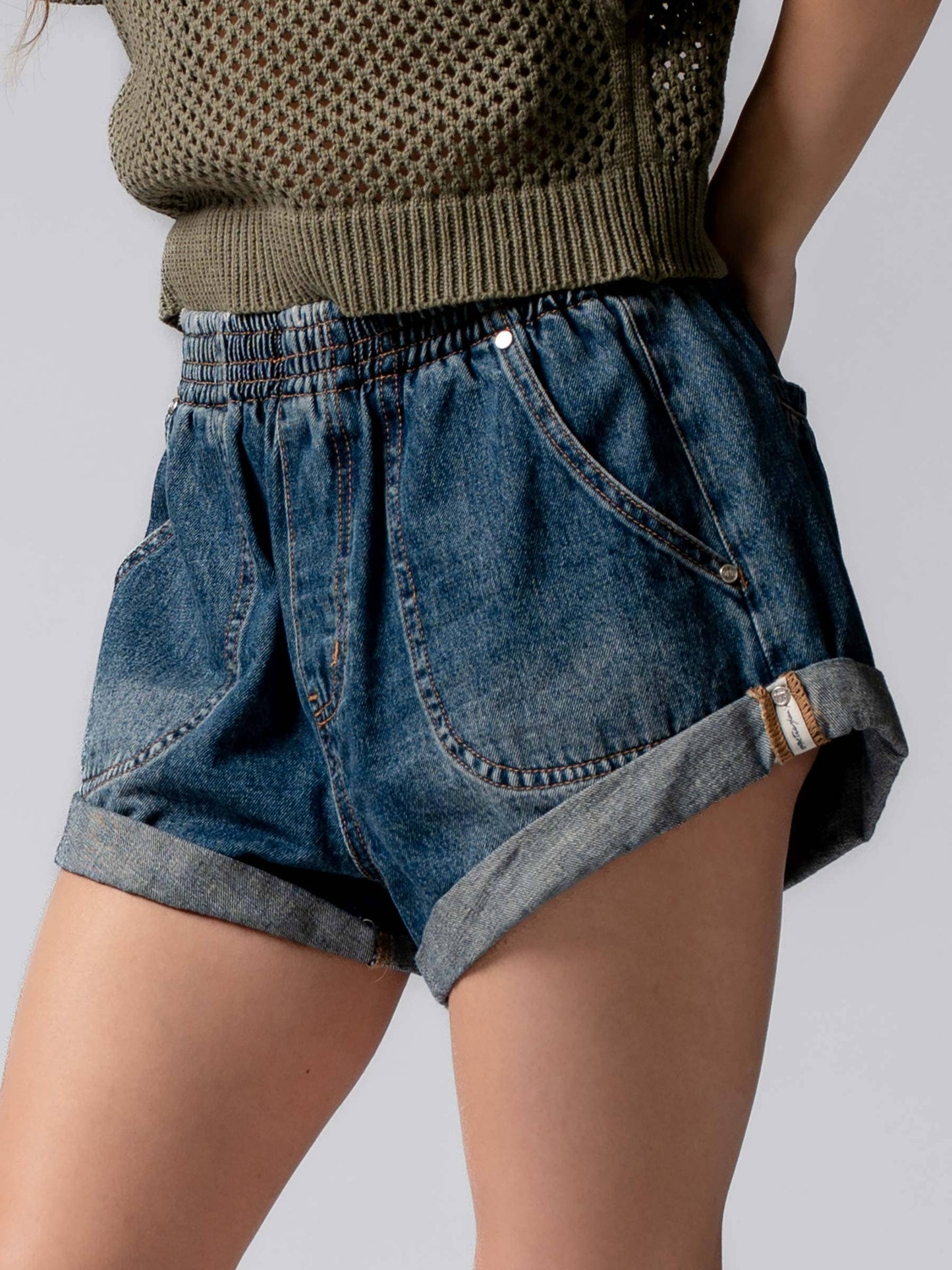 Denim Cuffed Shorts
