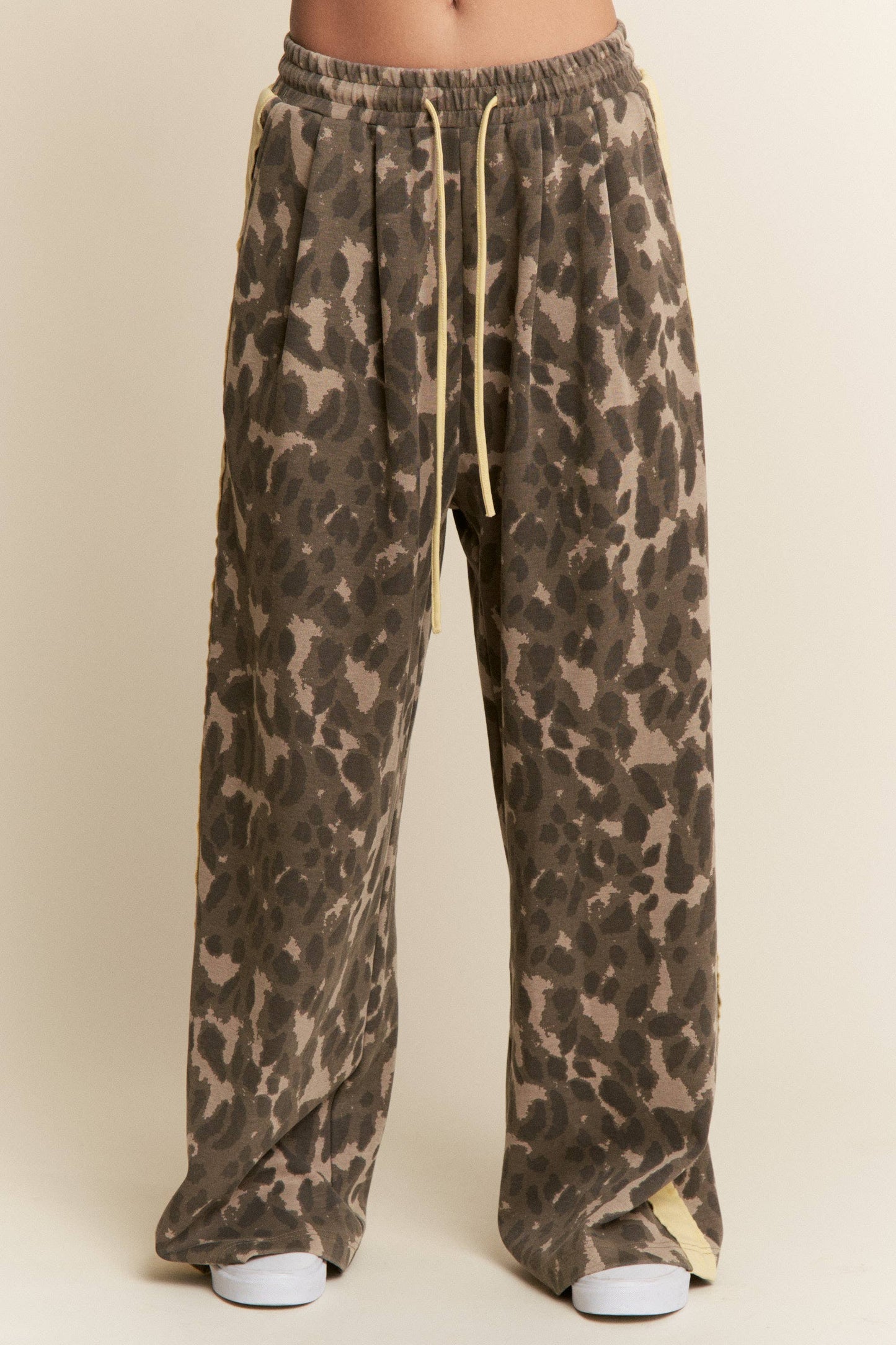 Leopard Print/Butter yellow Wide Leg Bottoms