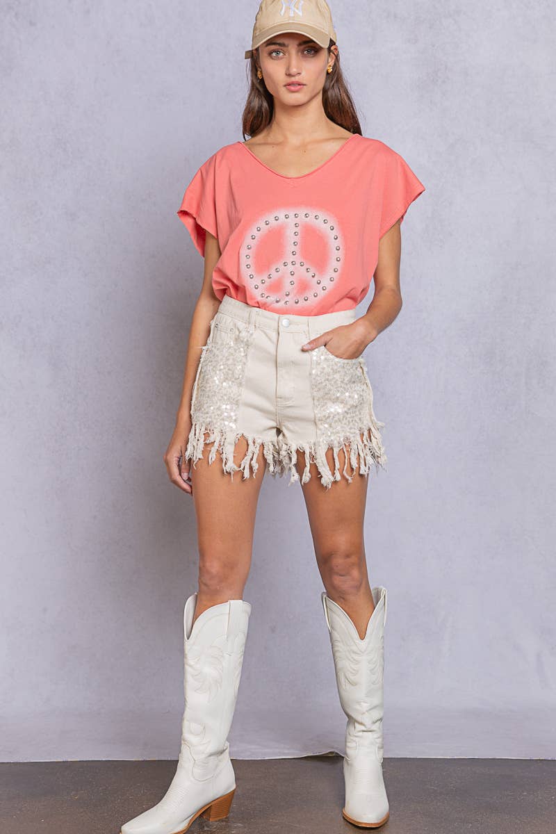 Studded peace tee