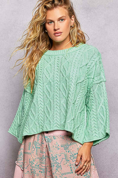 Preorder Cozy Cable Knit Cropped Pullover Sweater