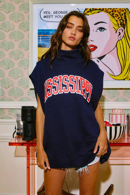 'MISSISSIPPI' Print Oversized Muscle Top