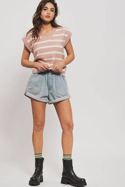 Denim Cuffed Shorts