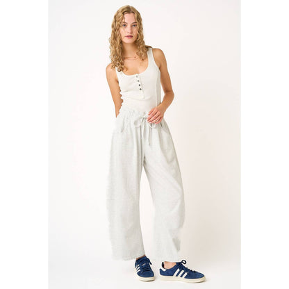 Cecilia COTTON FRENCH TERRY PULL-ON BARREL LEG PANTS