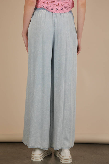 Mineral Washed Chambray Wide Pants