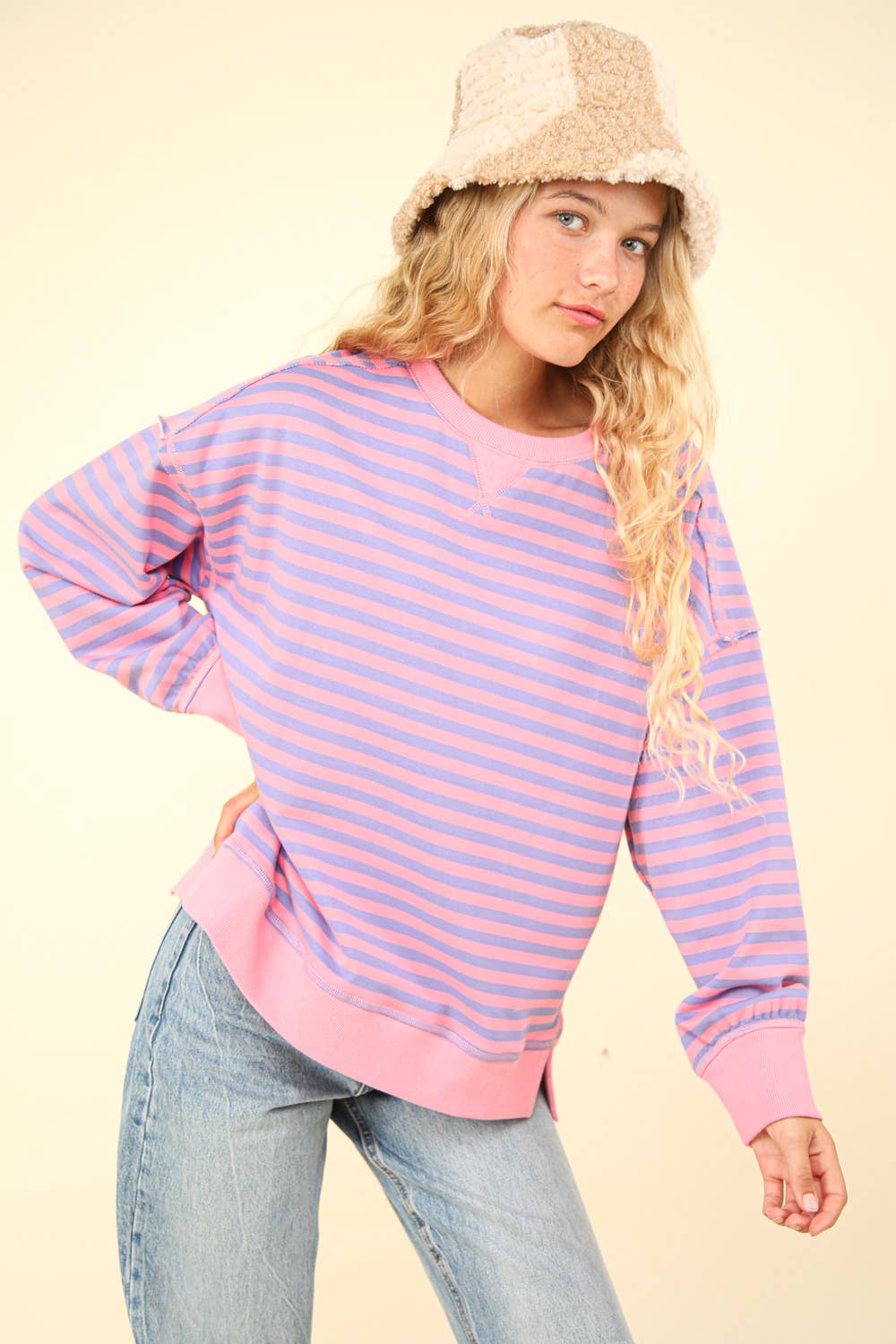 Stripe Comfy Casual Oversized Knit Top