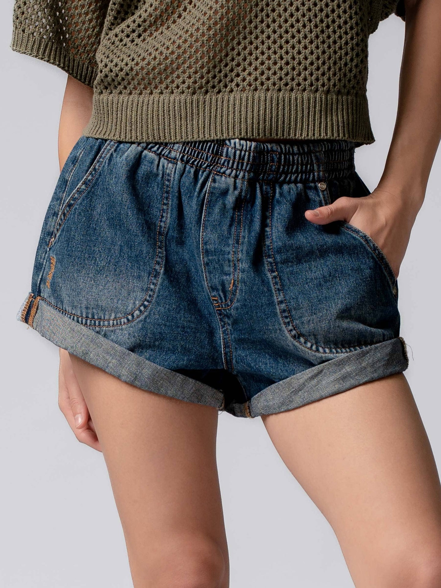 Denim Cuffed Shorts