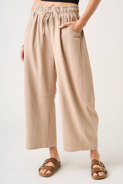 Cecilia COTTON FRENCH TERRY PULL-ON BARREL LEG PANTS