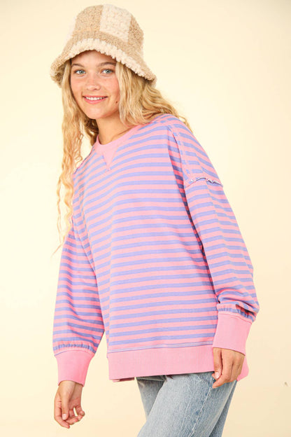 Stripe Comfy Casual Oversized Knit Top