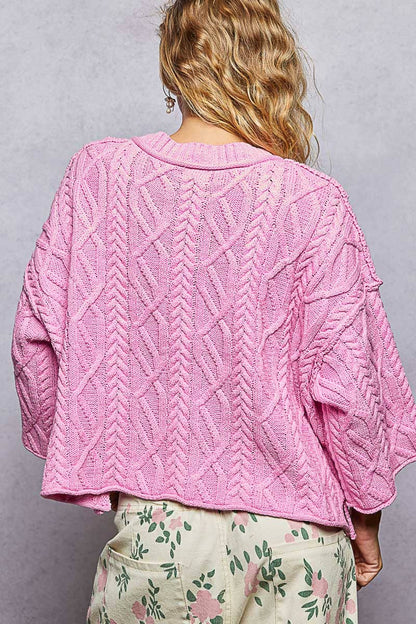 Preorder Cozy Cable Knit Cropped Pullover Sweater