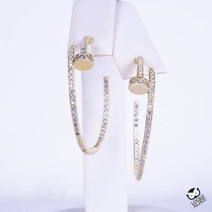 Gold & Crystal Nail Hoops