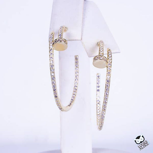 Gold & Crystal Nail Hoops
